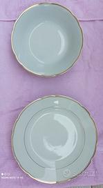 Insalatiera + Piatto Portata Porcellana Bordo Oro