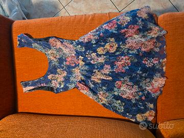 Abito corto in pizzo a fiori multicolor tg.XS bsk