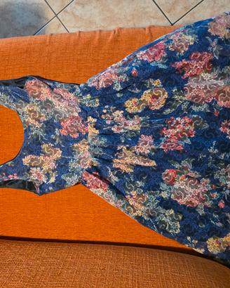 Abito corto in pizzo a fiori multicolor tg.XS bsk