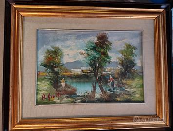 due quadri di pittura ad olio su tela anni 70