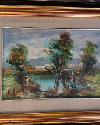 due quadri di pittura ad olio su tela anni 70