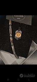Bracciale e ciondolo uomo, acciaio e oro.  