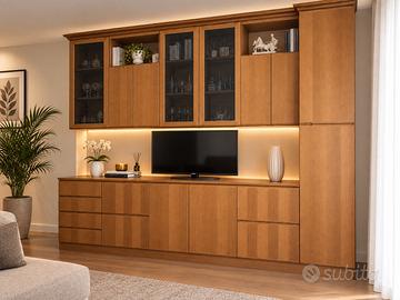 Parete attrezzata in rovere massello - Pari Cucine