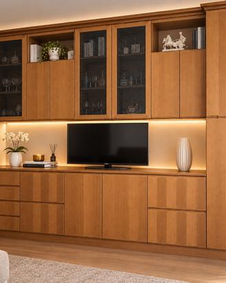 Parete attrezzata in rovere massello - Pari Cucine