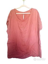 Top Maniche Corte Rosa Viscosa 100%
