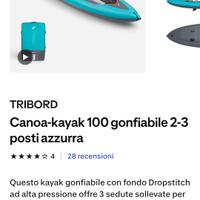 Kayak Decathlon gonfiabile 3 posti + 2 pagaie 