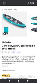 Kayak Decathlon gonfiabile 3 posti + 2 pagaie 