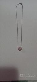 Collana girocollo in argento 925 con quarzo rosa 