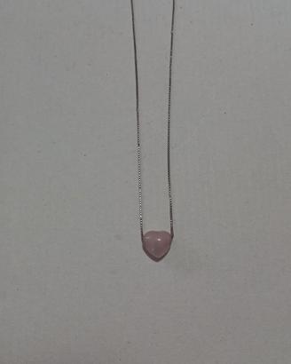 Collana girocollo in argento 925 con quarzo rosa 