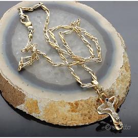 catena e croce in oro 18 kt