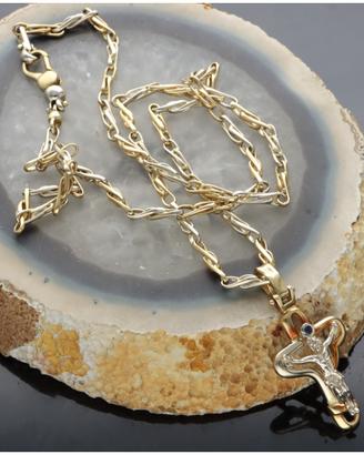 catena e croce in oro 18 kt