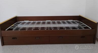 Letto singolo con cassetti design '70