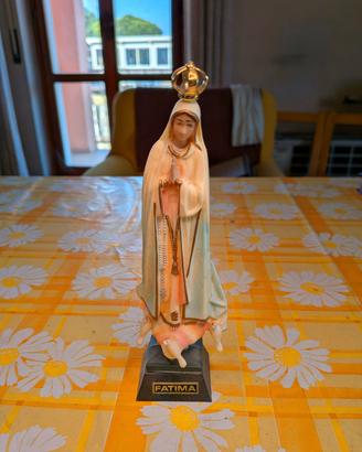 STATUA MADONNA DI FATIMA VINTAGE CON ROSARIO E COR