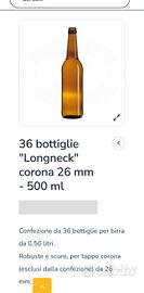 36 bottiglie birra 500ml Long Neck