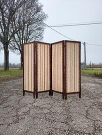 Paravento legno tessuto vintage