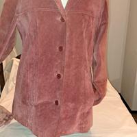 Giacca cuoio scamosciata rosa