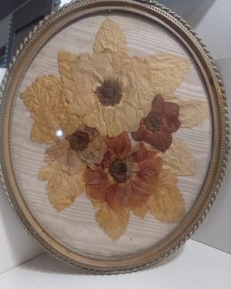 Antica composizione fiori secchi con cornice 