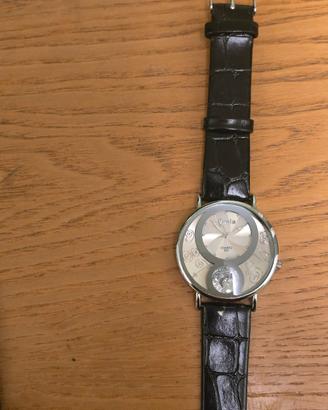 Orologio VENA artistico con cinturino in pelle ner