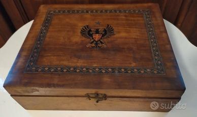scatola bauletto antica in legno 