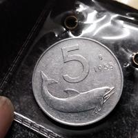 5 Lire 1955 Delfino italia
