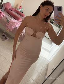 Abito in raso rosa cipria