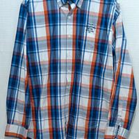 Camicia uomo a quadri blu e arancione. Jean Carrie