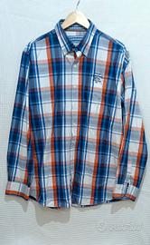 Camicia uomo a quadri blu e arancione. Jean Carrie
