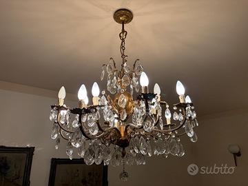 Lampadario classico vintage a gocce di cristallo