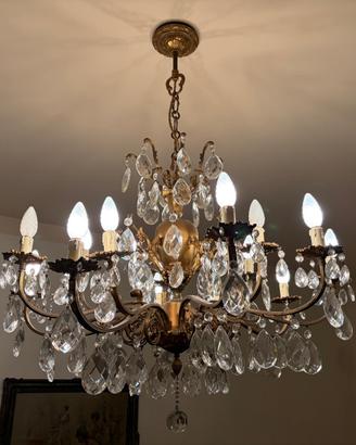 Lampadario classico vintage a gocce di cristallo