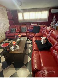 Divano 7 posti inclinabile in finta pelle