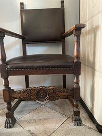Poltrona stile neo rinascimentale Tudor Revival