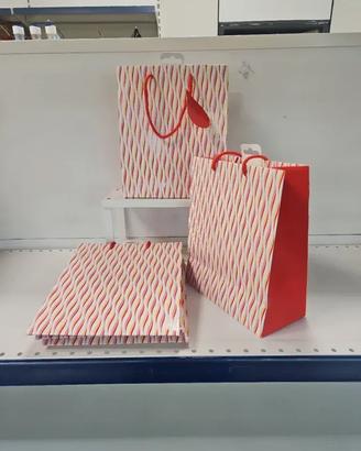 4 Shopper di carta a onde 21x26+10 cm