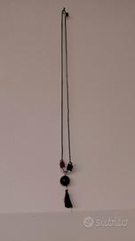 Collana Vintage Artigianale Nera e Rossa