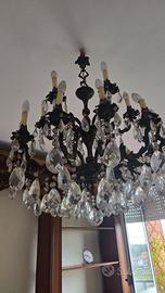 lampadario bronzo e cristallo