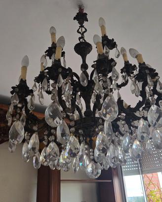 lampadario bronzo e cristallo