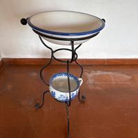 Lavabo Vintage in ferro battuto e ceramica