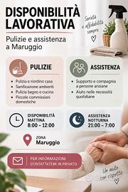 Pulizie e assistenza anziani mattina e notte