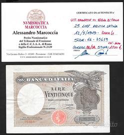 Banconota 25 lire del 1919 (Canovai), rarissima