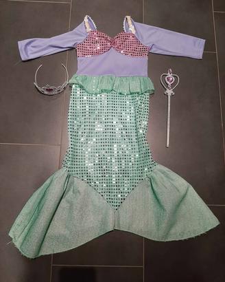 Costume da sirena, taglia 120, con accessori