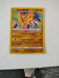 Carta Pokemon ZAMAZENTA con sfondo arcobaleno