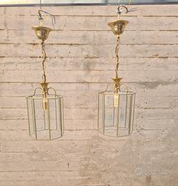 2 Lampadari una luce in vetro e metallo
lampadario