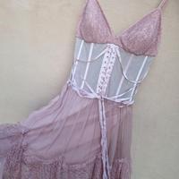 Elegante vestito seta rosa cipria Pastore Costure