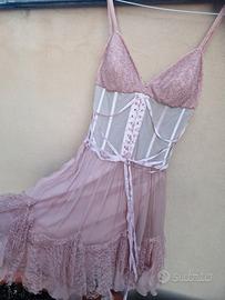 Elegante vestito seta rosa cipria Pastore Costure