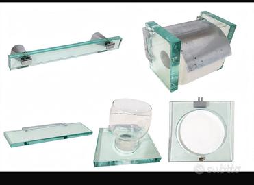 Raro set da bagno Vintage Vetreria San Giovanni 5p