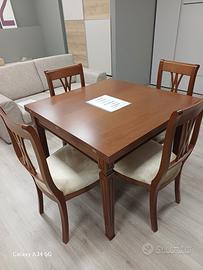 tavolo a libro con 4 sedie in noce