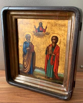 Antica icona KIOT Santi Pietro e Paolo, incisione