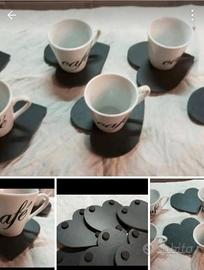 tazzine caffè con piattino in pietra