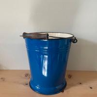 Secchio Vintage Blu con Manico in Legno