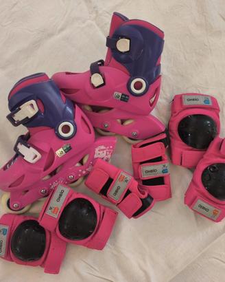pattini a rotelle  rosa per  bambina