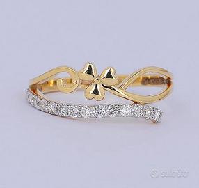 Anello con diamanti in oro giallo 14kt / 585